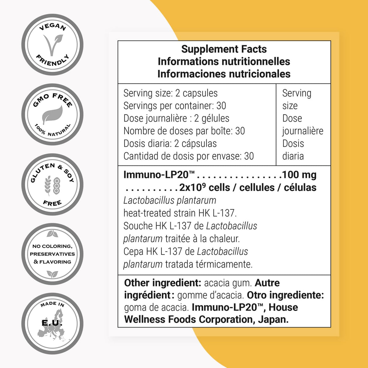 Supersmart Lactobacillus Plantarum PostBiotic capsules dans un verre