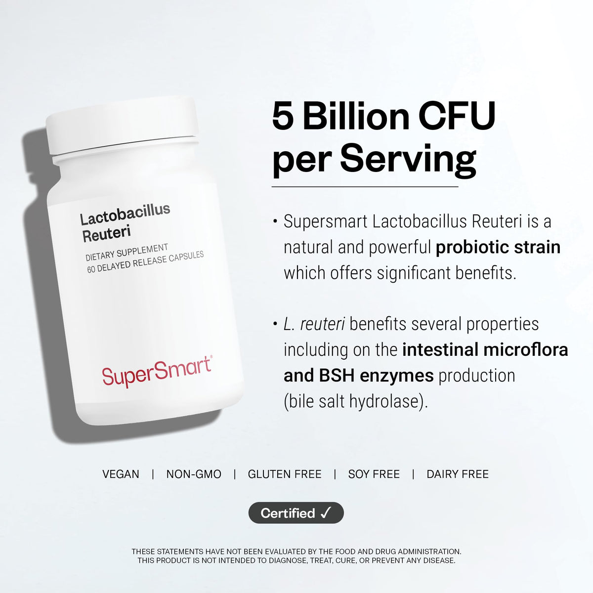 Supersmart Lactobacillus Reuteri, capsules végétaliennes