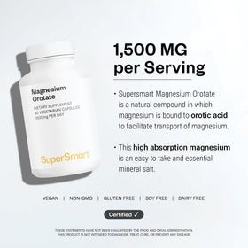 Supersmart Magnésium Orotate 1500mg étiquette sur emballage