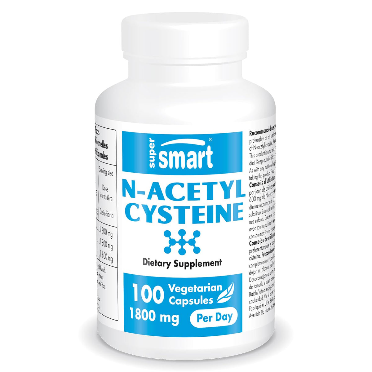Supersmart N-Acetyl Cystéine 1800mg capsules avant