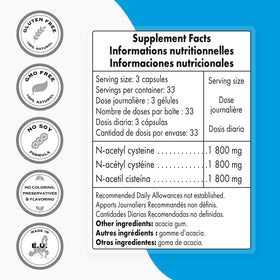 Supersmart N-Acetyl Cystéine 1800mg gélules à l'intérieur