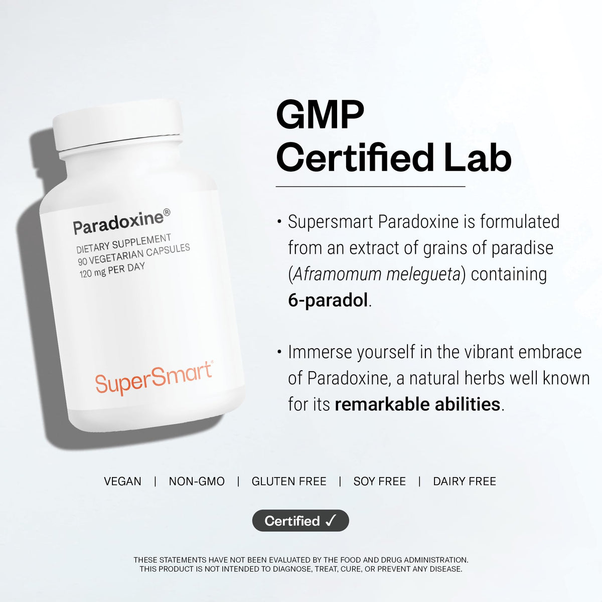 Supersmart Paradoxine 120mg boîte vue latérale avec dimensions