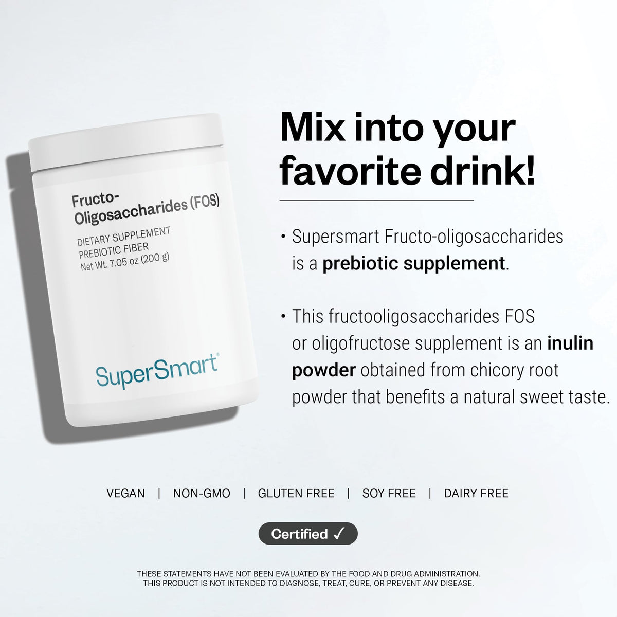 Supersmart Poudre d'Oligosaccharides Fructo 200 g - arrière du produit
