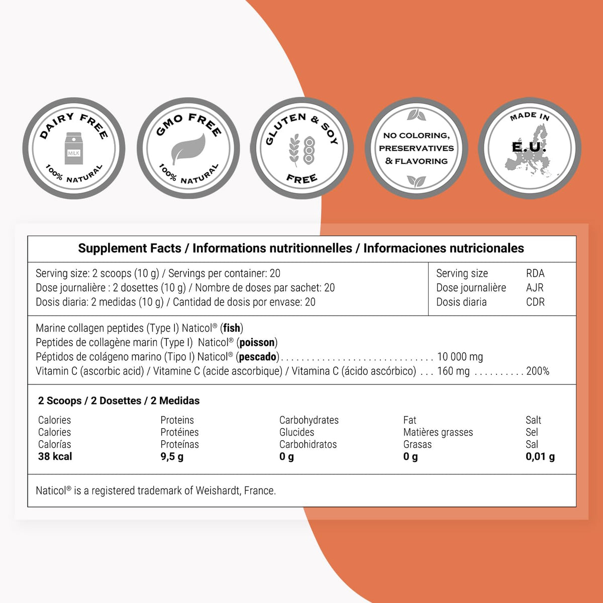 Supersmart Poudre de Collagène Marin Naticol 204 g emballage
