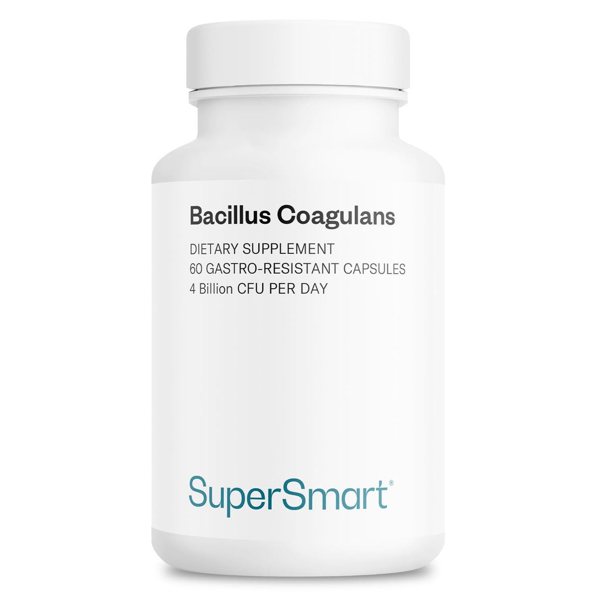 Supersmart Probiotiques Bacillus Coagulans 60 capsules, vue avant du produit