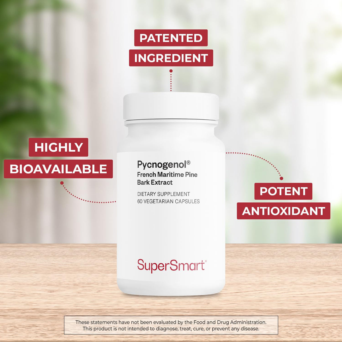 Supersmart Pycnogenol 200mg capsules végétales avec étiquette