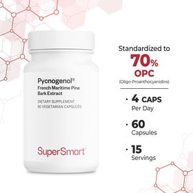 Supersmart Pycnogenol 200mg prise de capsules sur une table