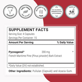 Supersmart Pycnogenol 200mg vue de côté des capsules