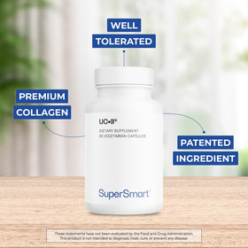 Supersmart UC II gélules avec étiquette montrant le dosage