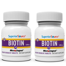 Supplément de biotine 1 000 mcg en tablettes sublinguales, pack de 2