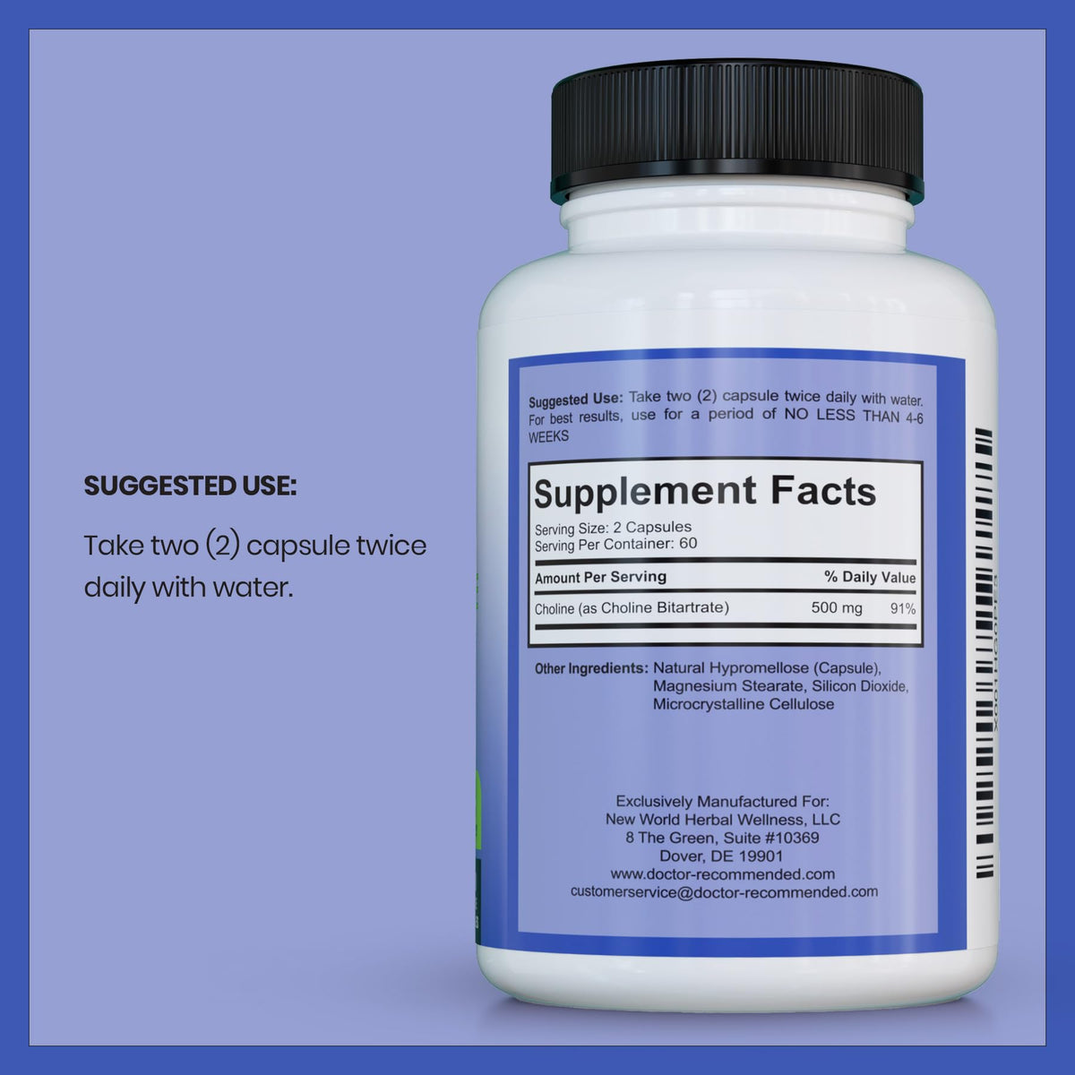 SUPPLEMENTS Choline 500 mg capsule close-up