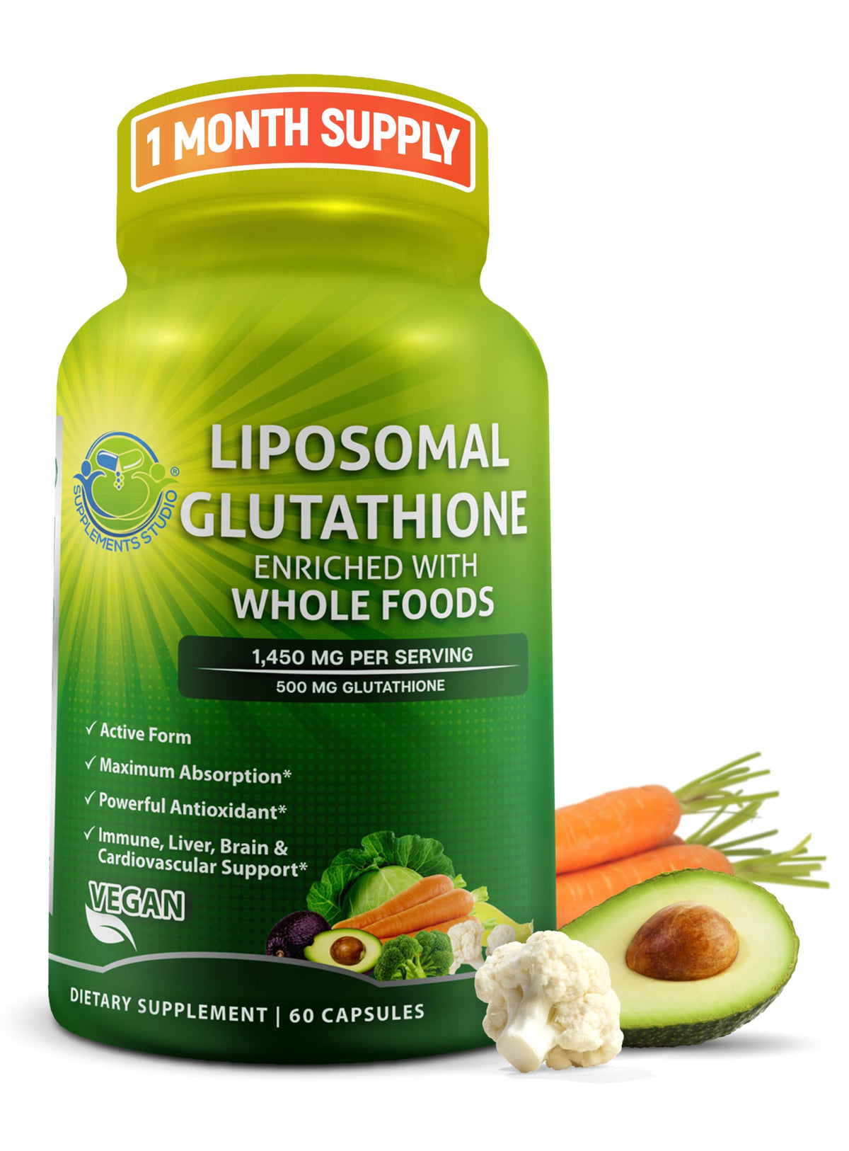 SUPPLEMENTS STUDIO Complément Alimentaire Glutathion Liposomal 500mg - vue avant