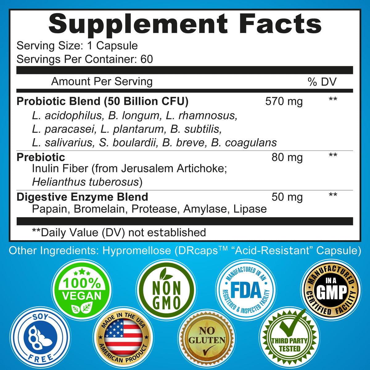 SUPPLEMENTS STUDIO complexe probiotique 3-en-1 capsules sur table en bois