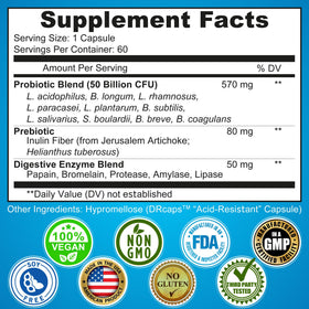 SUPPLEMENTS STUDIO complexe probiotique 3-en-1 capsules sur table en bois