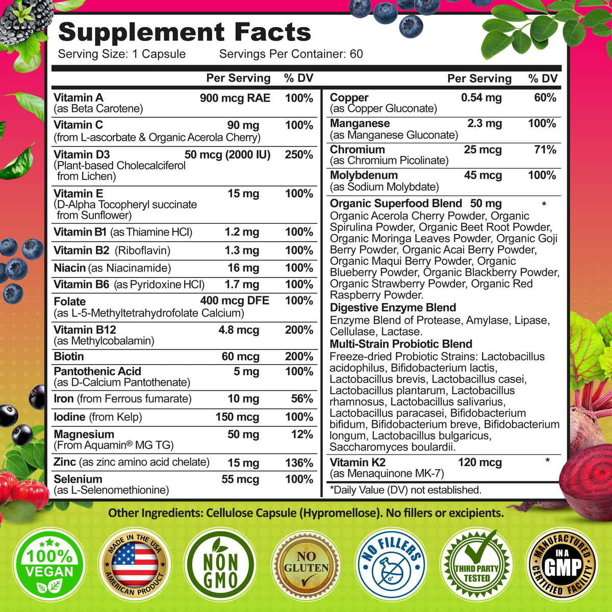 SUPPLEMENTS STUDIO Multivitamine Végétalienne Methylée capsule sur fond blanc