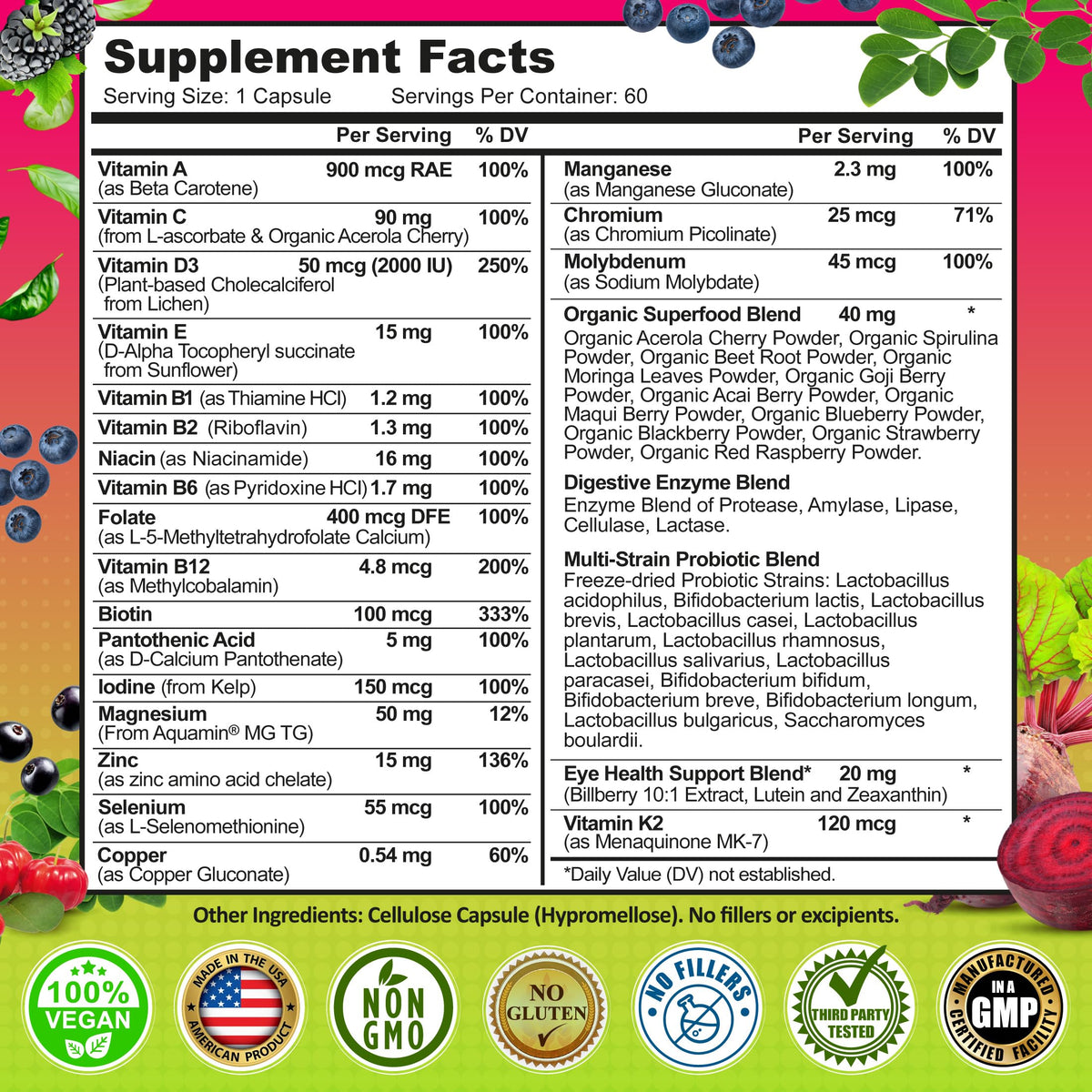 SUPPLEMENTS STUDIO Multivitamines Vegan 50+ bottle on a table