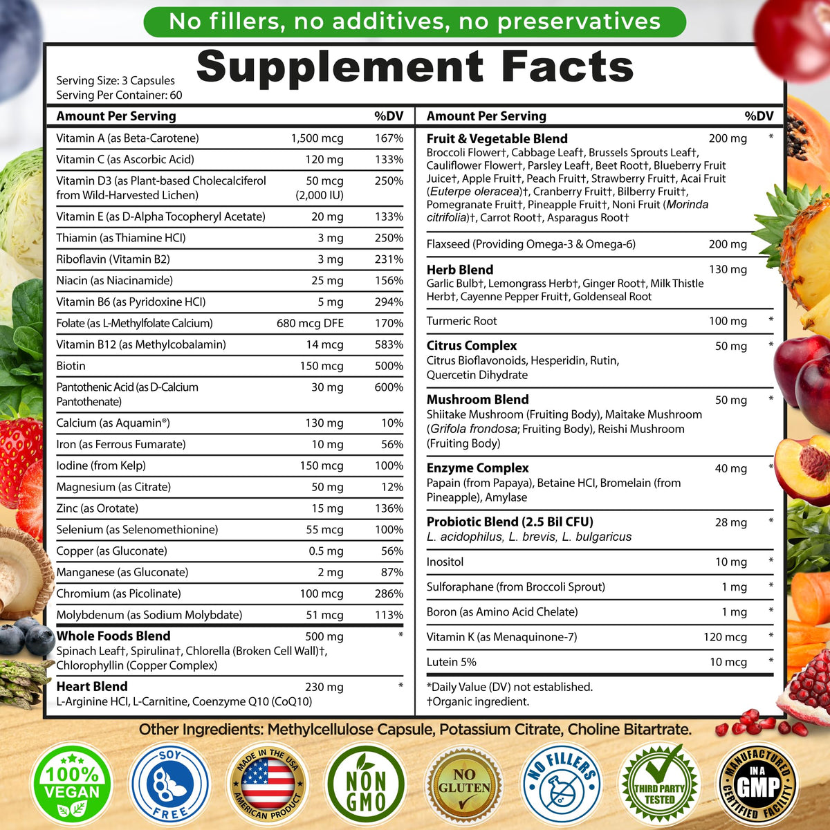 SUPPLEMENTS STUDIO Multivitamines Végétaliennes 180 capsules avec fruits et légumes