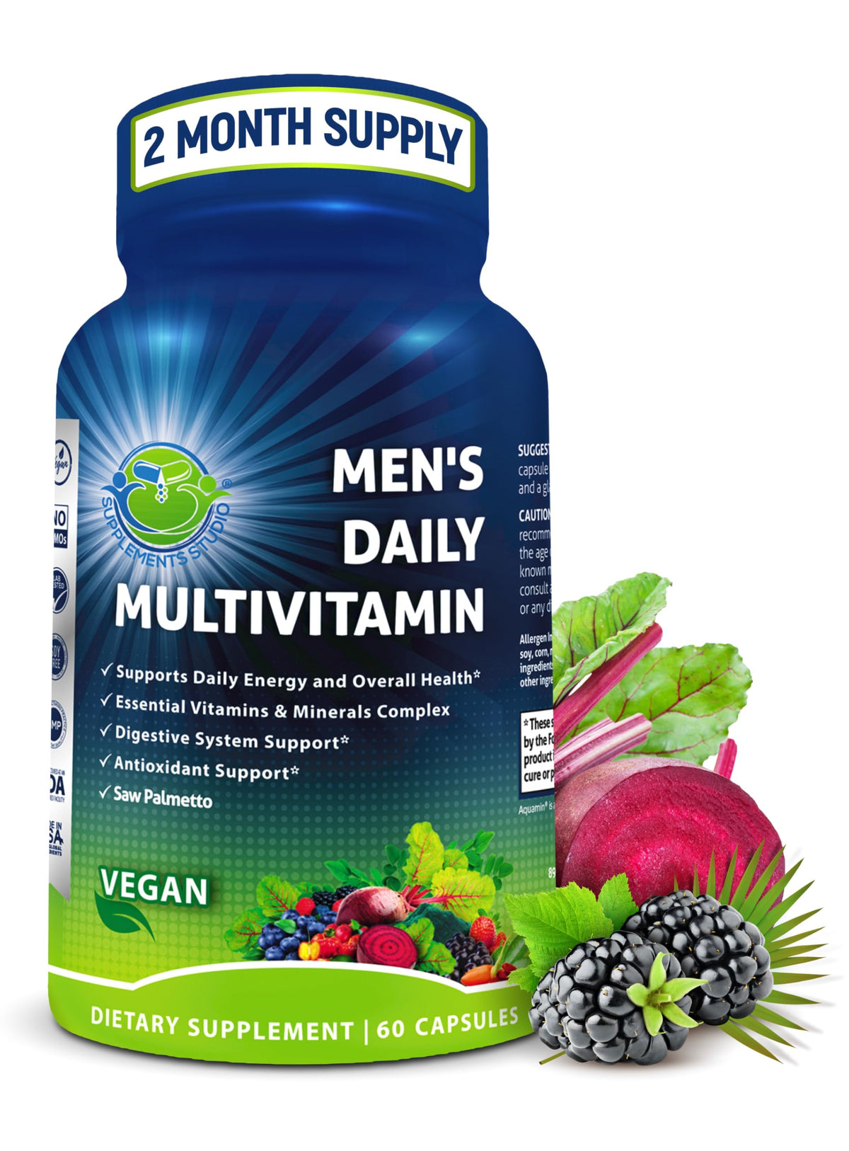 SUPPLEMENTS STUDIO Multivitamines Végétaliennes Methylées 60 capsules vue avant