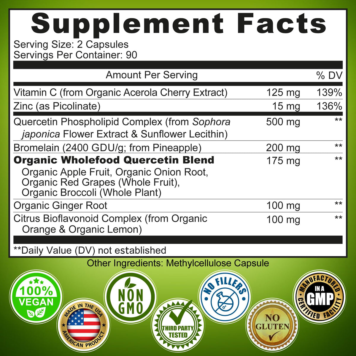 SUPPLEMENTS STUDIO Quercétine avec Bromélaïne 500 mg capsules ouvertes