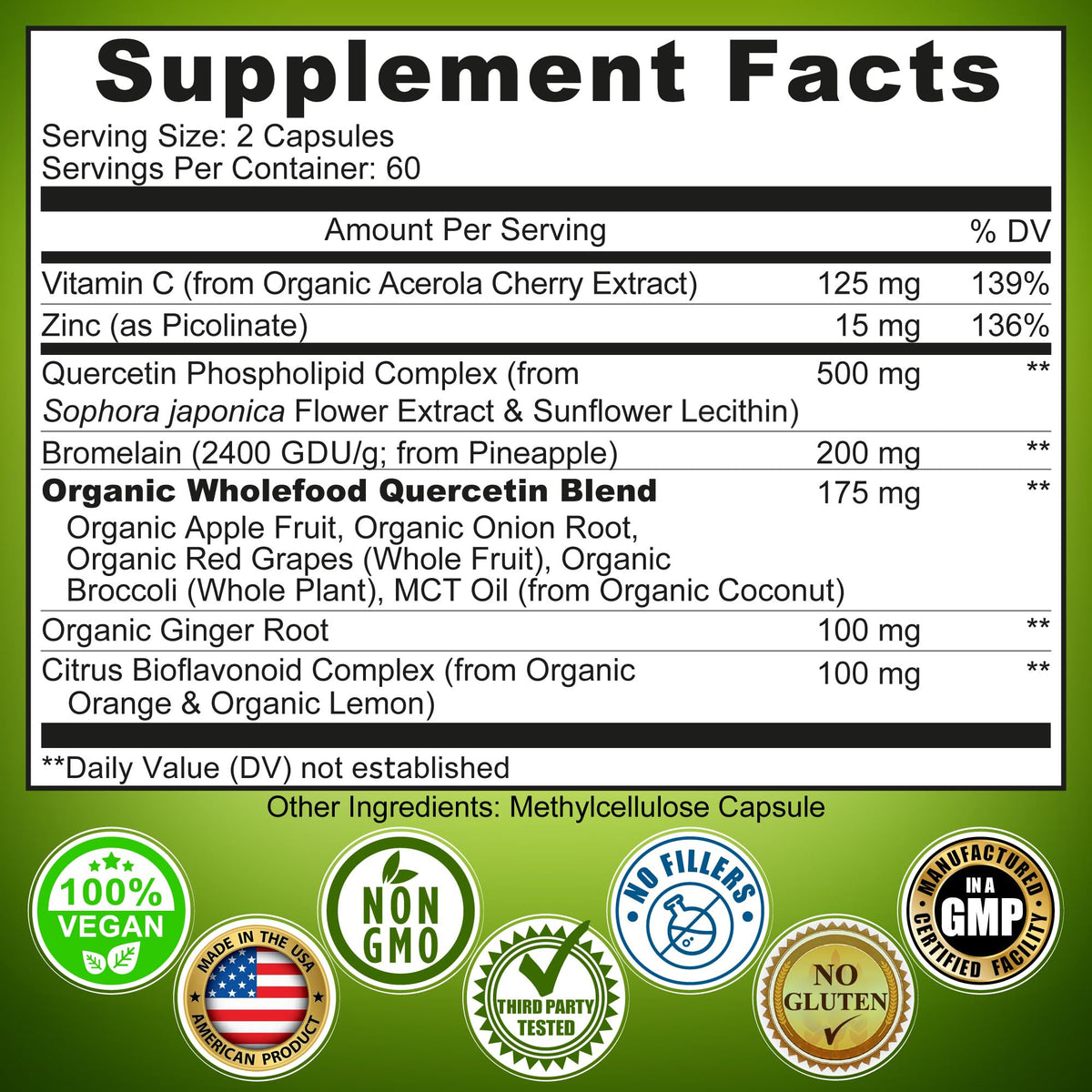SUPPLEMENTS STUDIO Quercétine avec Bromélaïne 500mg capsules in hand