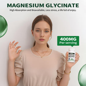 support Magnésium Glycinate 400 MG 180 capsules végétariennes, capsules individuelles