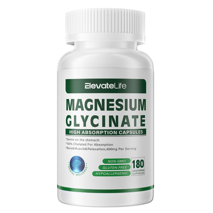 support Magnésium Glycinate 400 MG 180 capsules végétariennes, vue de face