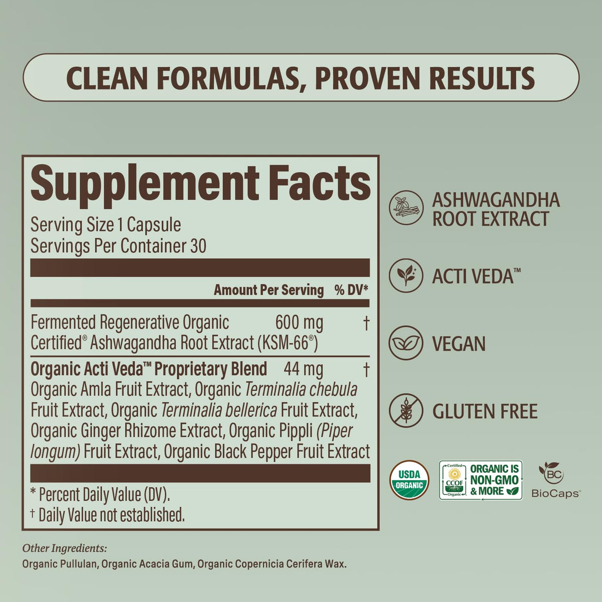 support ORGANIC Capsules d'Ashwagandha KSM-66 600mg avec étiquette