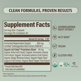 support ORGANIC Capsules d'Ashwagandha KSM-66 600mg avec étiquette
