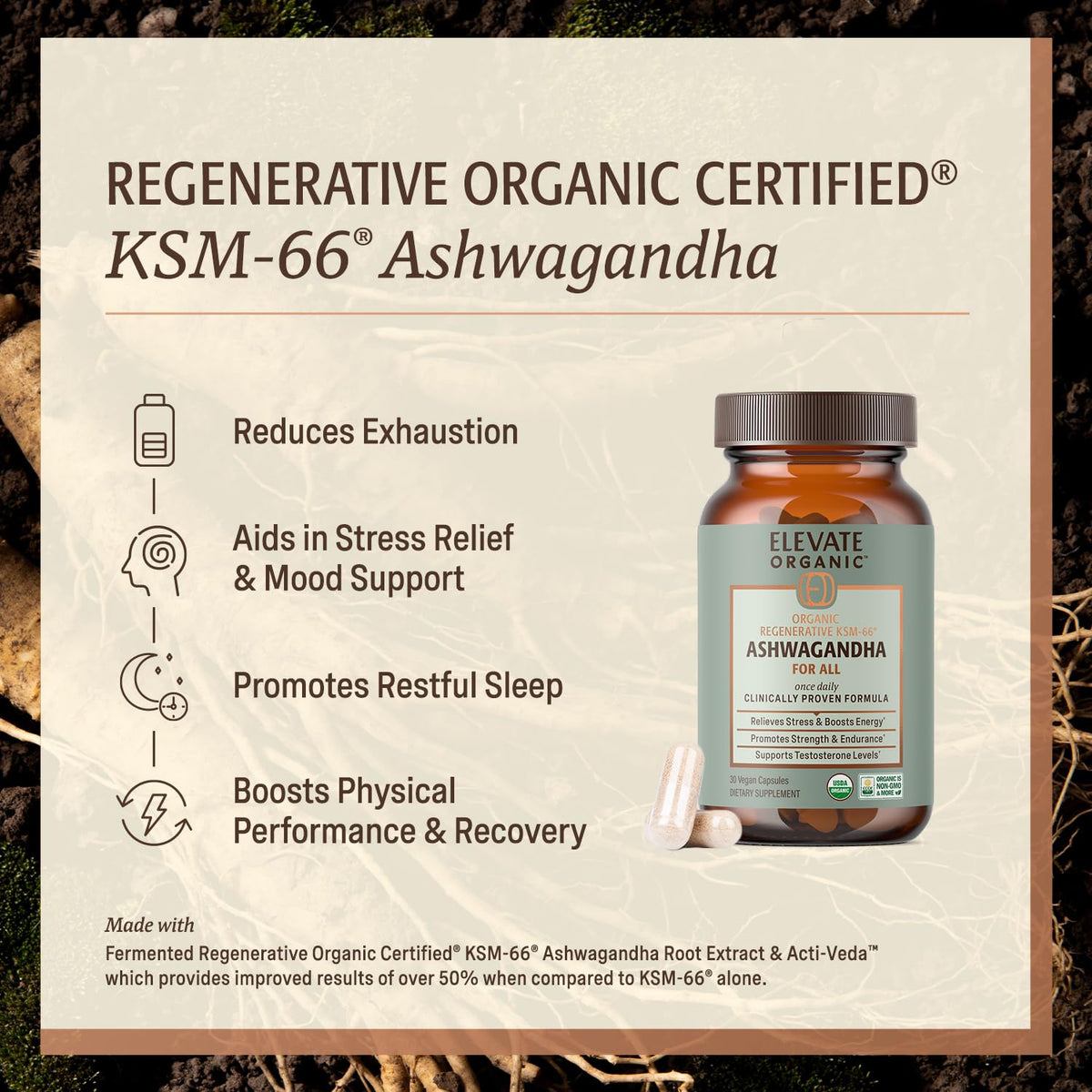 support ORGANIC Capsules d'Ashwagandha KSM-66 600mg côté