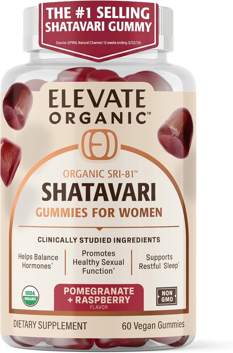 support ORGANIC Gummies Vegan Shatavari SRI-81 pot de 60 pièces
