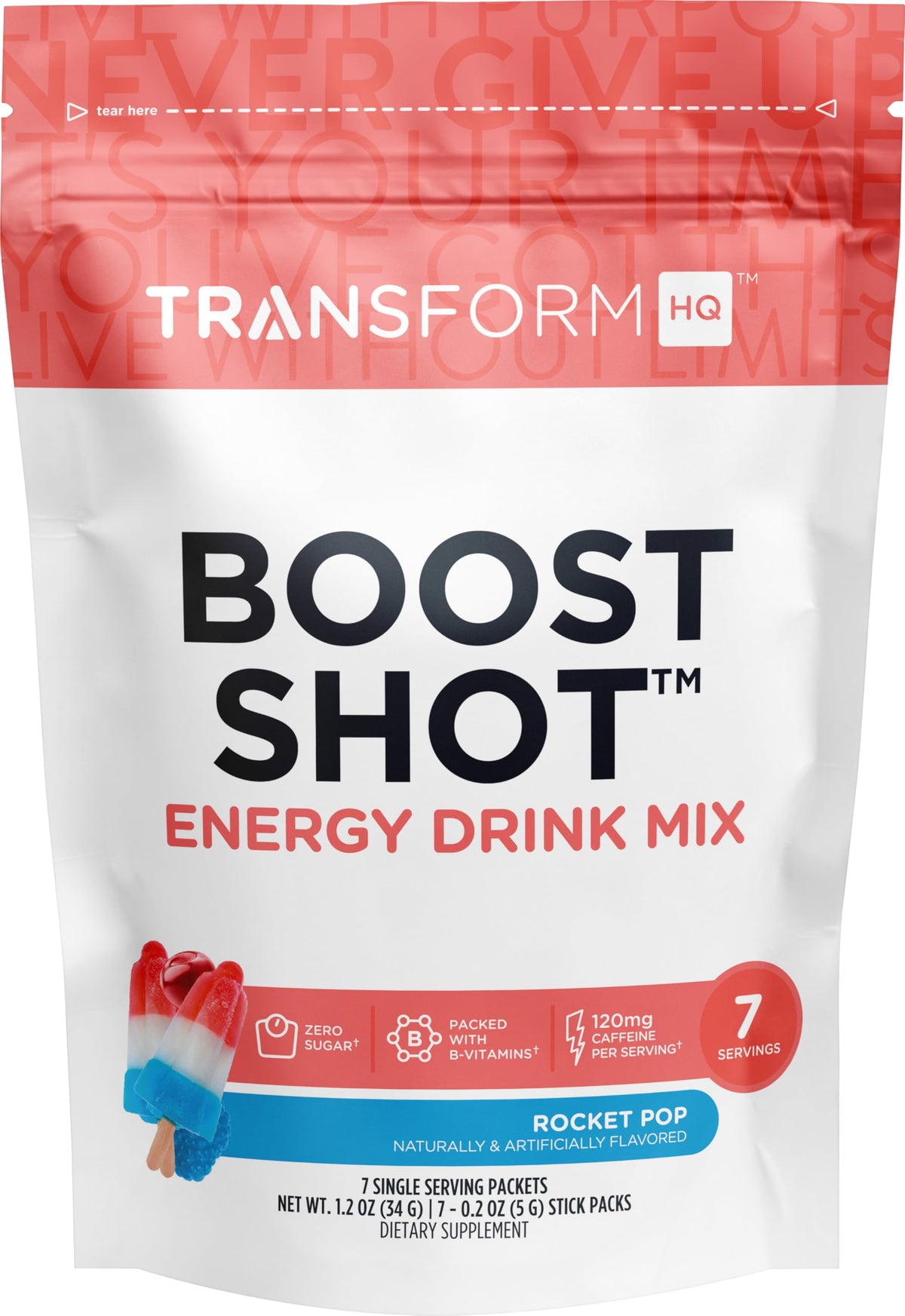 support Shot Poudre Boisson sachets Rocket Pop vue de face