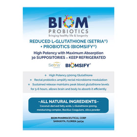 Suppositoires L-Glutathione 500mg de Biom Probiotics avec probiotiques