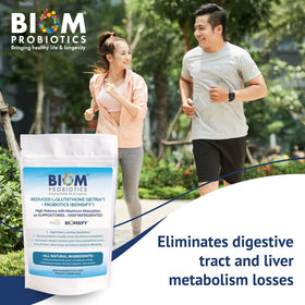 Suppositoires L-Glutathione 500mg de Biom Probiotics sur fond blanc
