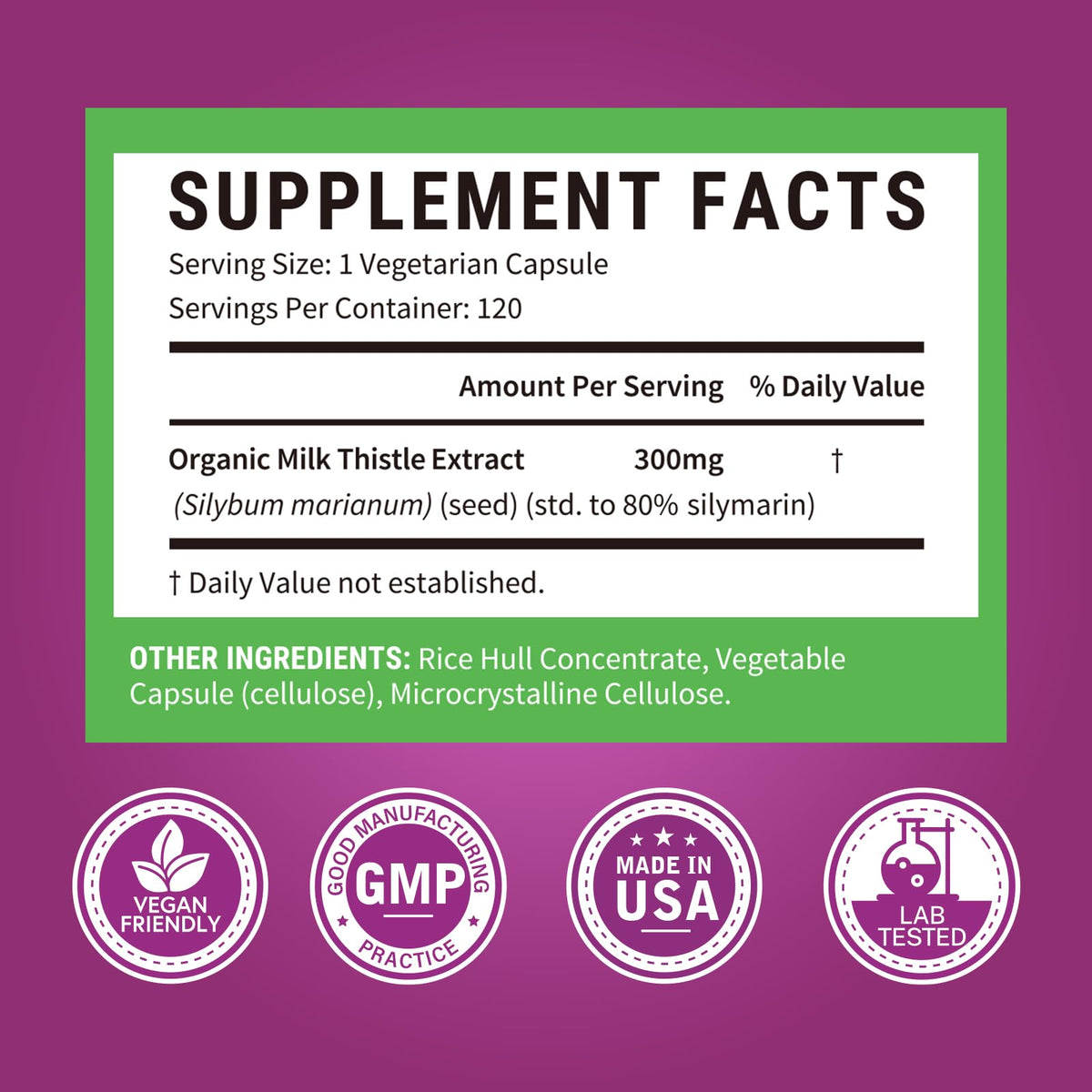 Surebounty Extrait de Chardon-Marie 300mg sur une surface en bois
