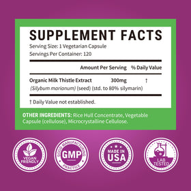 Surebounty Extrait de Chardon-Marie 300mg sur une surface en bois
