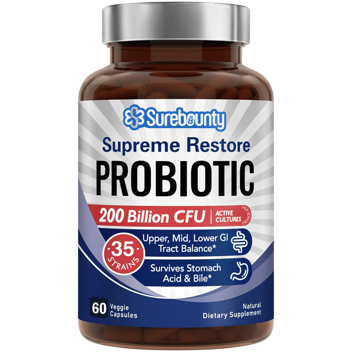 Surebounty Probiotique 200 Milliards CFU 35 Souches - vue de face