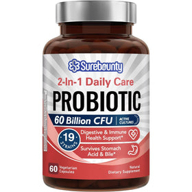 Surebounty Probiotiques 60 Milliards CFU 19 Souches - vue avant