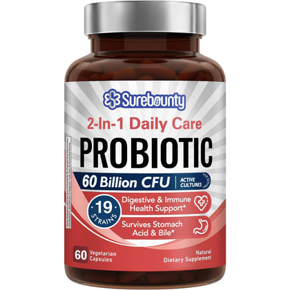Surebounty Probiotiques 60 Milliards CFU 19 Souches - vue avant