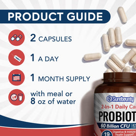 Surebounty Probiotiques - capsules sur fond blanc