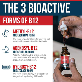 Surligneur de Vitamine B12 BioActive 1000 mcg montrant le compte-gouttes