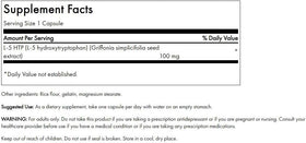Swanson 5-HTP Extra Fort 100 mg, vue arrière de l'emballage