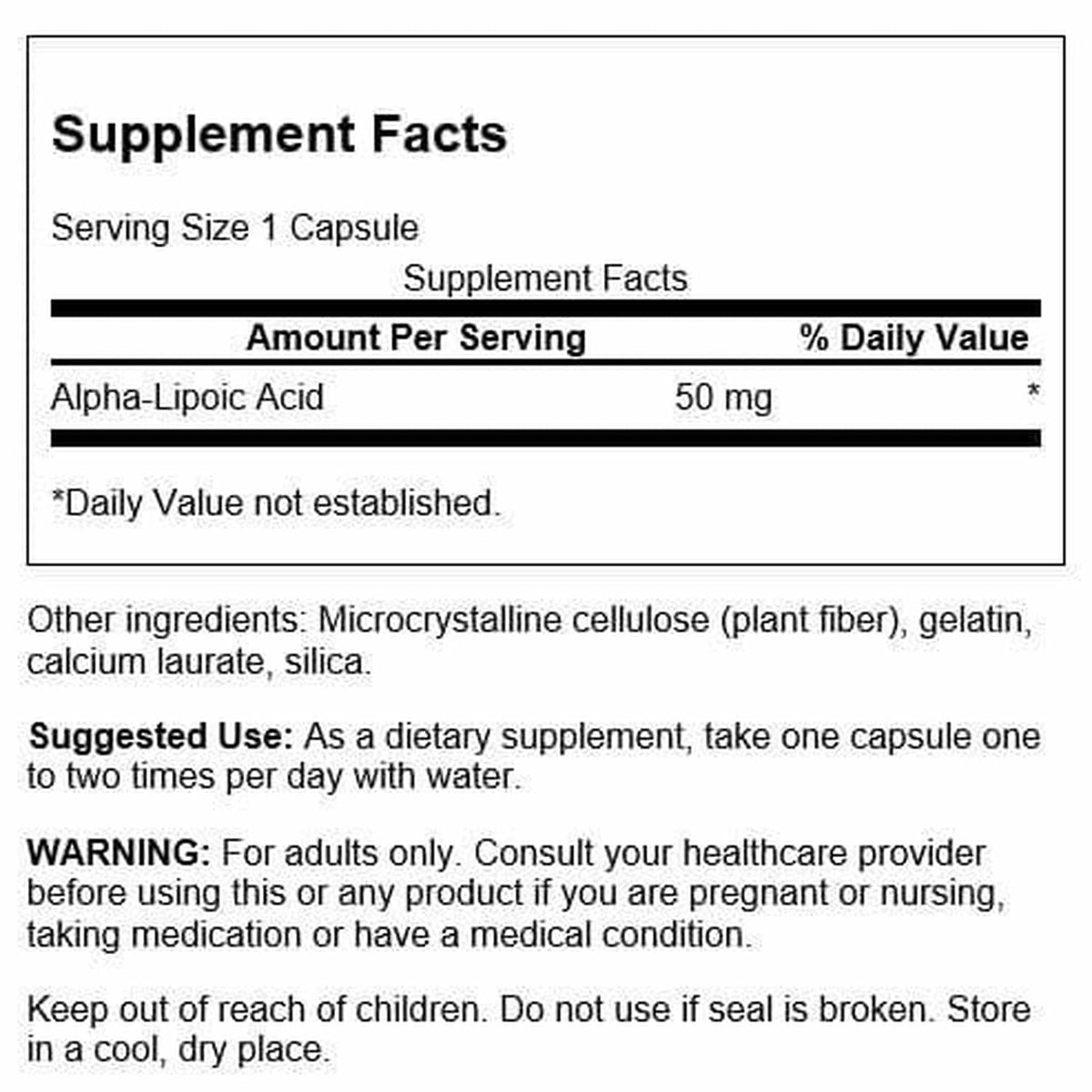 Swanson Acide Alpha-Lipoïque 120 capsules side view