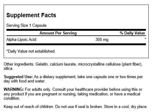 Swanson Acide Alpha Lipoïque 300 mg gélules intérieures