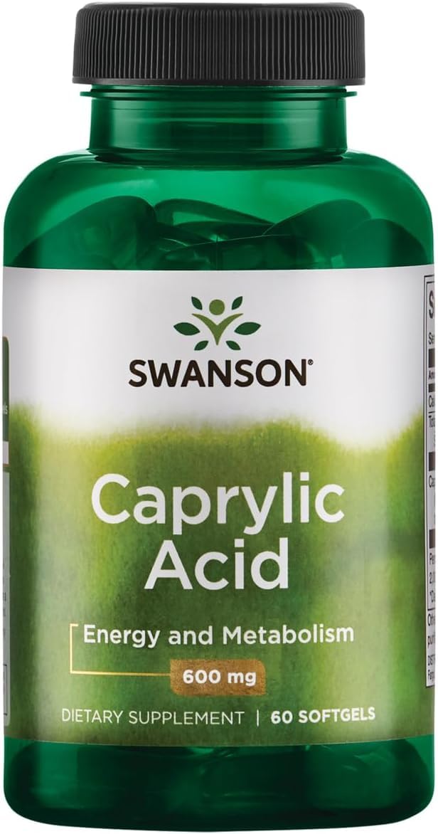 Swanson Acide Caprylique MCT 600 mg gélules molles vue avant