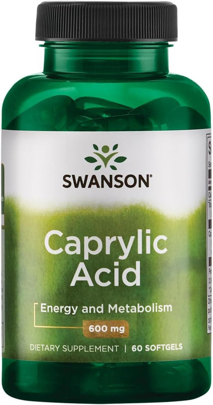 Swanson Acide Caprylique MCT 600 mg gélules molles vue avant