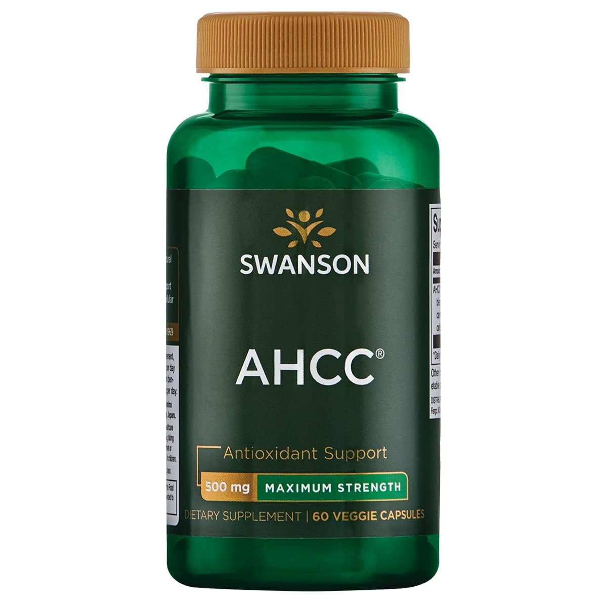 Swanson AHCC Extrait de Champignon 500 mg 60 Capsules Végétales - vue de face