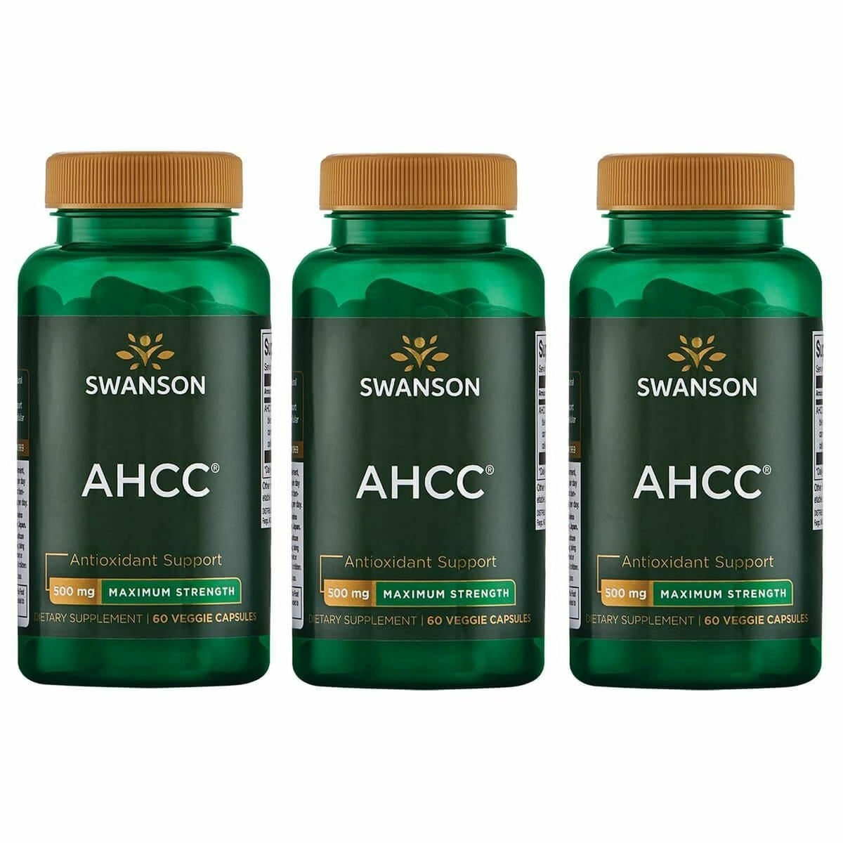 Swanson AHCC Extrait de Champignon 500 mg 60 Veg Caps - vue de face