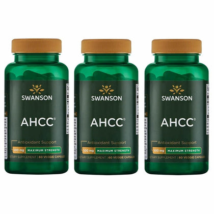 Swanson AHCC Extrait de Champignon 500 mg 60 Veg Caps - vue de face