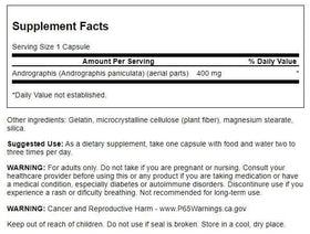Swanson Andrographis Paniculata 400 mg 60 capsules emballage