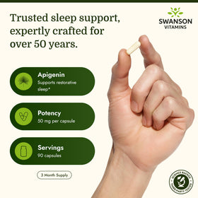 Swanson Apigenin capsules sur un fond neutre
